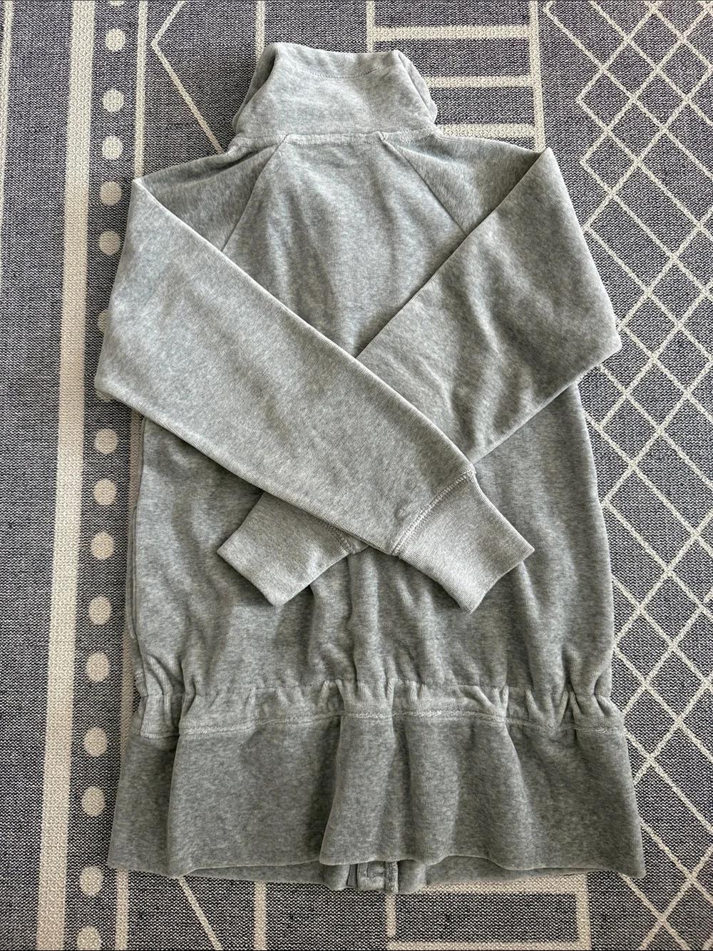 Ralph Lauren Light Gray Zip-Up Sweatshirt with Pink Pony